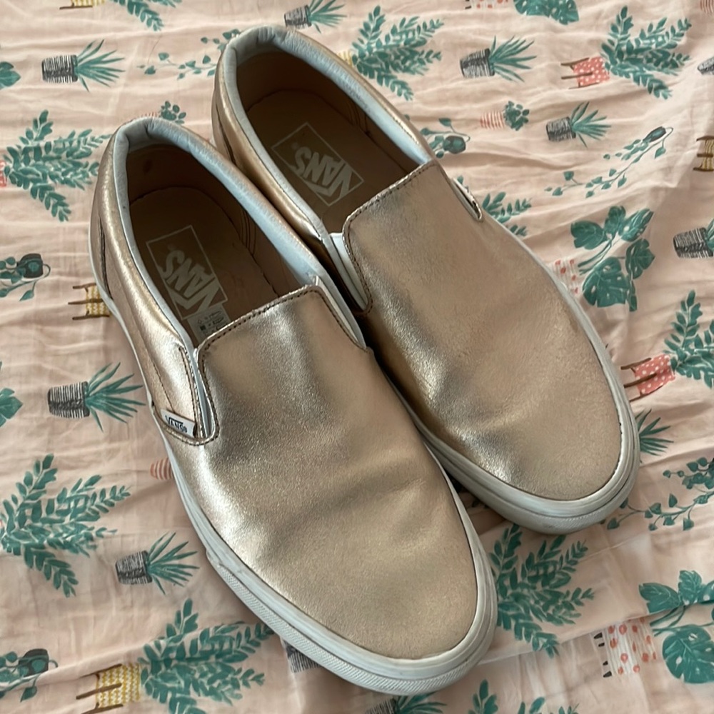 Gold Metallic Classic Vans Slip-on